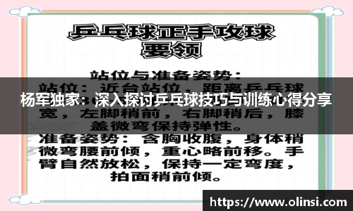 杨军独家:深入探讨乒乓球技巧与训练心得分享